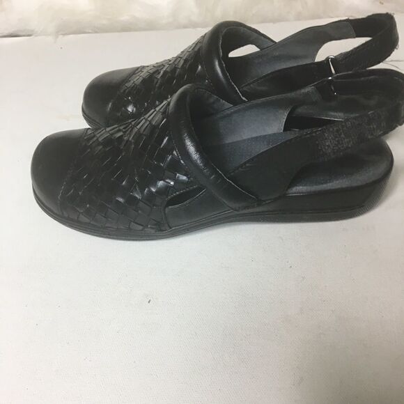 Soft walk black woven leather strap sandals SZ8.5 - Picture 5 of 8